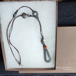 Silpada Sterling Silver Coral Accent Necklace 22in